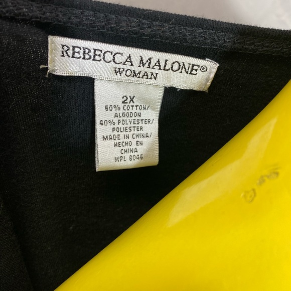 Rebecca Malone 2X woman’s 3/4 length sleeve top. Black with white polka dots. - Picture 5 of 6